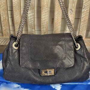 Vintage Chanel Perforated Leather Medium Flap Tote Soft Leather bag